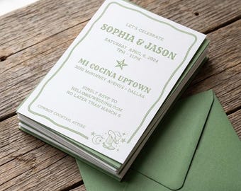 Sage Green Western Rehearsal Dinner Party Invitation Canva Template (Digital Download)