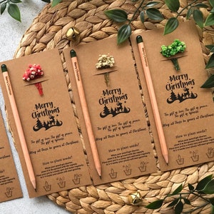 Personalized Christmas Pencil Favors. Plantable Seed Pencils For Xmas Party. Christmas Party Favors Bulk, Christmas Pencil Thank You Favors