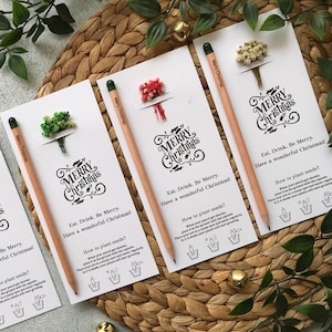 Personalisierte Weihnachtsgeschenke Bleistift, Umweltfreundliche Bleistift Geschenke für Weihnachtsfeiergäste, Weihnachtssamen Bleistift Geschenke, Frohe Feiertage Geschenke