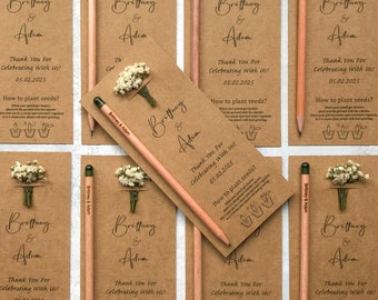 Personalized Seed Pencil Wedding Favors, Plantable Seed Pencil Favors For Wedding Party, Blooming Pencil Favors, Eco Friendly Wedding Favors