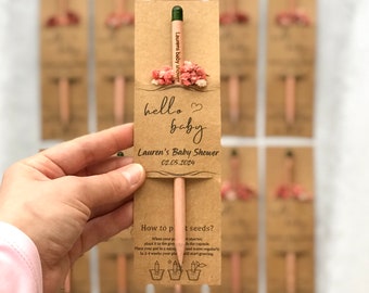 Baby Shower Favors: Personalized Seed Pencils - Baby in Bloom