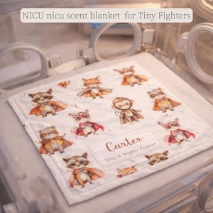 Personalized NICU Scent Cloth | Micro Preemie Baby Bonding Blanket, Tiny Mighty Fighter Gift
