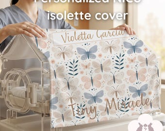 Personalized NICU Isolette Cover –Preemie Blanket, Hypoallergenic Nicu Baby Essentials Butterfly Nusery Decor