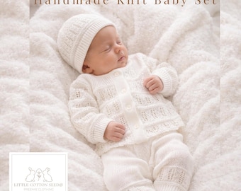 Organic Cotton Knit Newborn Coming Home Outfit Set, 4-Piece Baby Gift Box