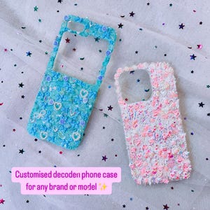 Sparkly Kawaii Decoden Phone Case Any Device Cute Decora Custom Decoden Cases Samsung iPhone Google Pixel Huawei OnePlus Xiaomi Motorola LG