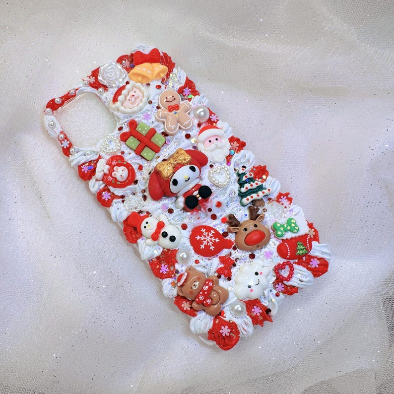 Kawaii Sanrio Decoden Handyhülle Jedes Gerät Weihnachten Benutzerdefinierte Hello Kitty My Melody Cinnamoroll Kuromi Decora Benutzerdefinierte Decoden Hüllen Bild 3