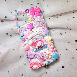 Kawaii Sanrio My Melody Decoden Phone Case Any Device Cute Decora Custom Decoden Cases Blue Pink Phone Cases