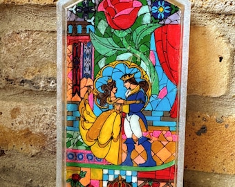 Mystical Beauty And The Beast Stained Glass Window Panel