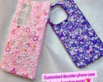 Sparkly Kawaii Decoden Phone Case Any Device Cute Decora Custom Decoden Cases Samsung iPhone Google Pixel Huawei OnePlus Xiaomi Motorola LG