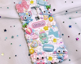 Disney Stitch Phone Case Any Device Cute Lilo and Stitch Angel Ohana Decora Custom Decoden Phone Case Blue Pink Phone Case