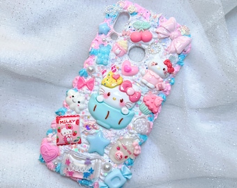 Kawaii Sanrio Hello Kitty Decoden Handyhülle Jedes Gerät Niedliche Decora Benutzerdefinierte Decoden Hüllen Blau Rosa Handyhülle