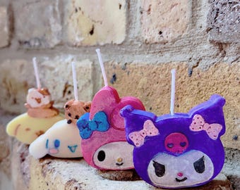 Kawaii Sanrio Set of 4 Scented Candles My Melody, Kuromi, Cinnamoroll & Pompompurin Gift Set Handmade Novelty Candle Cute Present