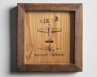 T-34 Pate | Personalisierte Pilot Plakette | Luftfahrt Geschenke für Piloten | Airport Wall Art