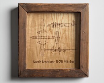 B-25 Mitchell | Personalisierte Pilot Plakette | Luftfahrt Geschenke für Piloten | Airport Wall Art