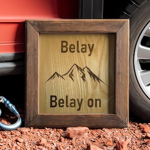 Belay On, Framed Rock Climbing Art, Perfect Gift For Climbers, Sport Climbing Engraving, Unique Climber Gift