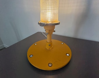 Authentic Runway Light Desk Lamp with Metal Base | Aviation Desk Lamp | Vintage Restored Runway Light Desk Lamp | Aviation Gift | Pilot Gift