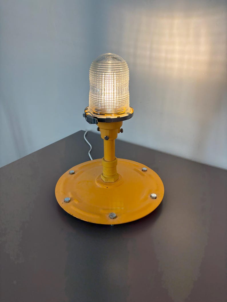 Authentic Runway Light Desk Lamp with Metal Base | Aviation Desk Lamp | Vintage Restored Runway Light Desk Lamp | Aviation Gift | Pilot Gift image 2