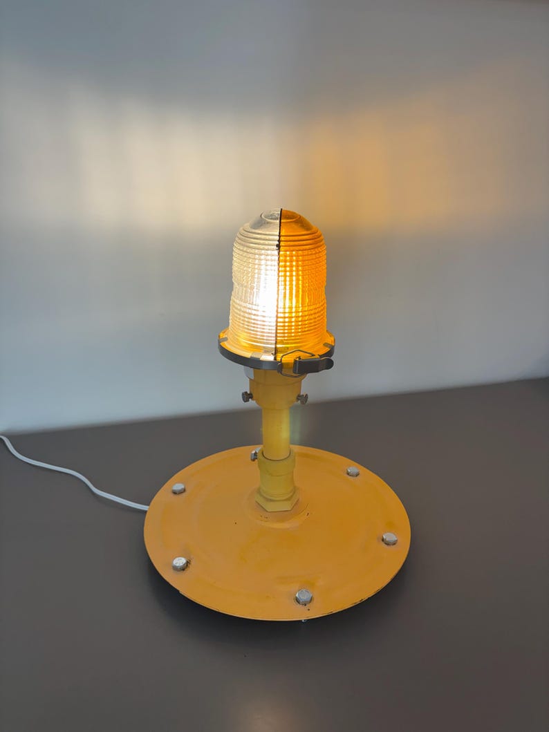 Authentic Runway Light Desk Lamp with Metal Base | Aviation Desk Lamp | Vintage Restored Runway Light Desk Lamp | Aviation Gift | Pilot Gift image 9