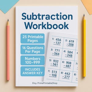 Subtraction Worksheets | Hundreds | Math Practice Workbook | Printable PDF | 2nd Grade & 3rd Grade