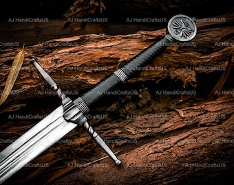 Handmade Witcher Sword, Geralt of Rivia Cosplay, Stainless Steel with Leather Sheath
