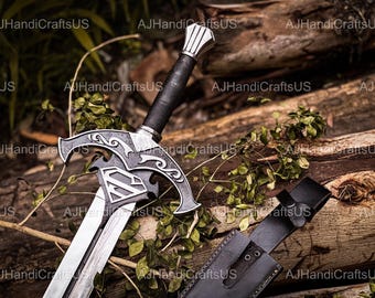 Handmade Medieval Fantasy Sword, Anime Cosplay Prop Sword With Engraved Guard, Father's day Gift