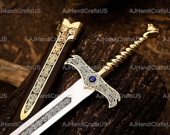 The Pendragon Cycle Rise of the Merlin Replica –  Handmade Fisher King Atlantean Sword – Medieval Fantasy Wall Display Sword Gift For Him