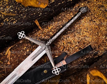 Handmade Scottish Claymore Sword J2 steel Highland Claymore Black Medieval Swords Anniversary Gift Groomsmen Gifts Personalized Gifts USA