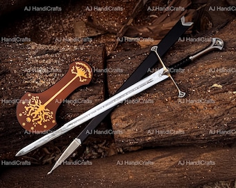 Handmade Legendary Steel Fantasy Sword of King Elessar's Viking Sword Master Sword Replica Gift For Boyfriend  Christmas Gift For Him
