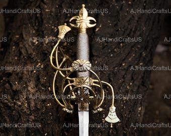 Handmade Renaissance Rapier Sword Replica | Swept Hilt Decorative Sword | Medieval Wall Display Father's day Gift
