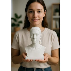 Anpassad 3D-utskriven porträttbyst från foto – Personlig skulpturpresent – Unik heminredningsminne