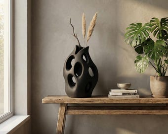 Jarrón escultural moderno, forma orgánica impresa en 3D, decoración minimalista, centro de mesa abstracto, regalo único para el hogar.