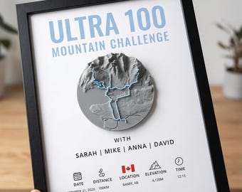 Mapa topográfico 3D personalizado / Decoración de pared con relieve de senderos Strava GPX enmarcada