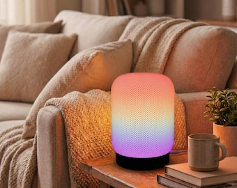 Lámpara moderna de malla impresa en 3D, pantalla difusora de luz, diseño de cápsula redondeada, luz ambiental para juegos.