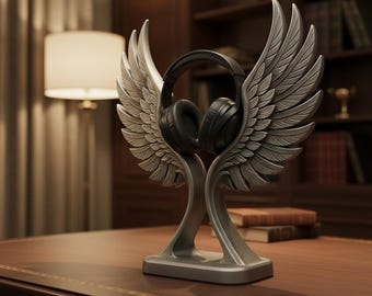 Soporte para auriculares con alas: decoración de escritorio moderna impresa en 3D de 25 cm