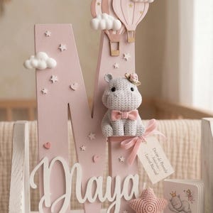 Letrero personalizado impreso en 3D para la habitación del bebé, inicial personalizada, decoración para la habitación infantil, temática de animales.