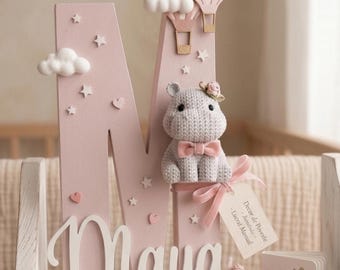 Letrero personalizado impreso en 3D para la habitación del bebé, inicial personalizada, decoración para la habitación infantil, temática de animales.