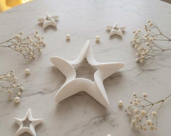Set de 5 adornos minimalistas de estrella para árbol de Navidad / Decoración moderna estilo rústico / Regalo impreso en 3D