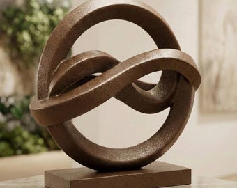 Escultura abstracta de nudo – Estatua moderna impresa en 3D – Decoración geométrica para escritorio – Adorno de arte contemporáneo