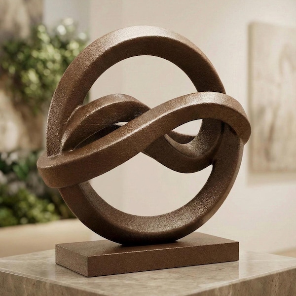 Escultura abstrata de nó – Estátua moderna impressa em 3D – Decoração geométrica para mesa – Ornamento de arte contemporânea