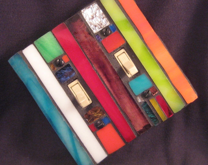 Multicolored Mosaic Stained Glass Switch Plate Cover Etsy