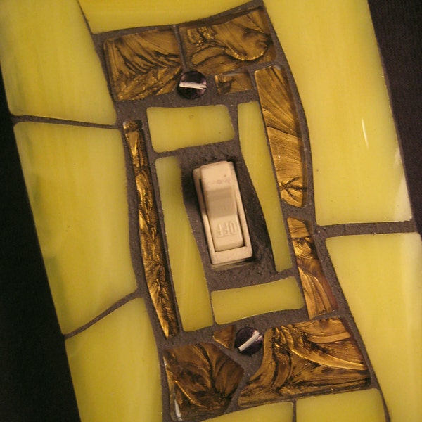 Mosiac Stained Glass Light Switch Plate Cover-Yellow and Gold