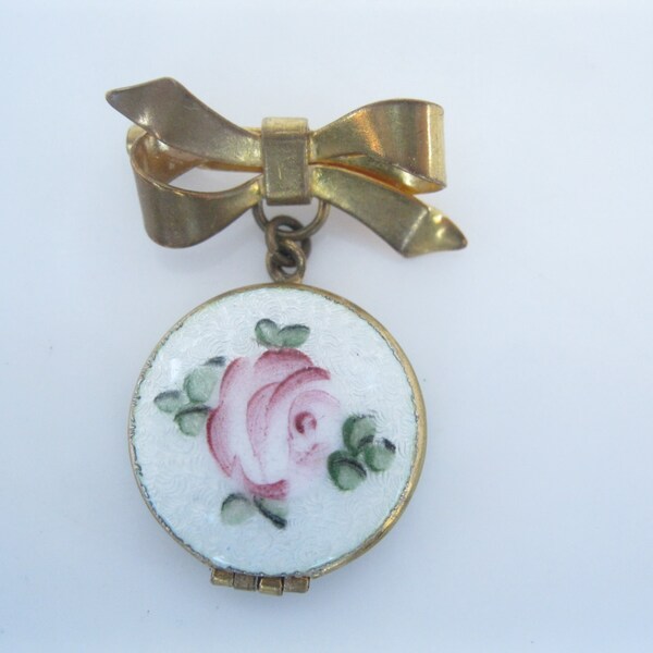 Vintage guilloche enamel pin locket