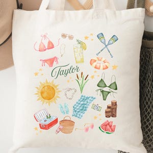Custom Lake Girl Tote Bag | Personalized Lake Girl Tote Bag | Lake Gift Farmers Market Tote Bag Bachelorette Tote Bag Lake Vacation Tote Bag