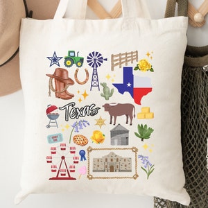 Texas Tote Bag Houston Tote Bag Austin Texas Travel Gift Farmers Market Tote Bag Dallas Texas Tote Bag Gift for Texas Lovers