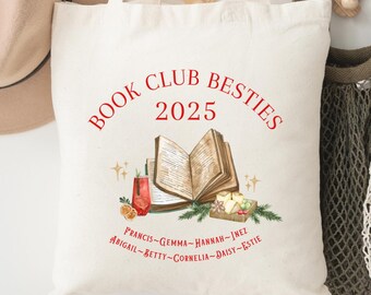 Custom Book Club Tote Bag | Book Club Bag | Book Club Holiday Gift | Custom Tote Bag | Book Club Gift | Book Club Besties 2025