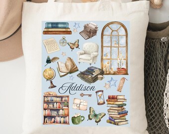 Book Lover Tote Bag for Book Worm Tote Custom Book Bag for Her Personalized Librarian Teacher Bookish Reader Gift for Her