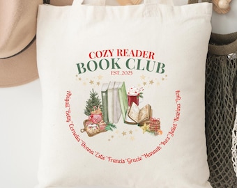 Custom Book Club Tote Bag Personalized Book Club Tote Bag Book Club Gift Farmers Market Tote Bag | Cozy Reader Book Club Christmas Book Gift