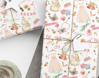 Custom Wedding Wrapping Paper Rolls Personalized Bridal Shower Wrapping Paper for Engagement Party Floral Bridal Shower Wedding