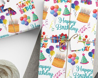 Happy Birthday Wrapping Paper, Birthday Party Wrapping Paper, Birthday Wrapping Paper, Celebration Gift Wrap