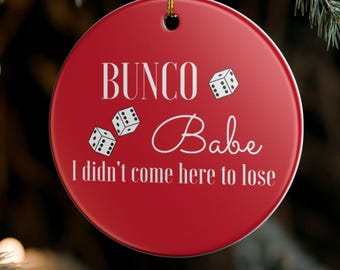 Bunco Christmas Tree Ornament Red Bunco Babe Holiday Decoration Ceramic Ornament for Bunco Group Gift